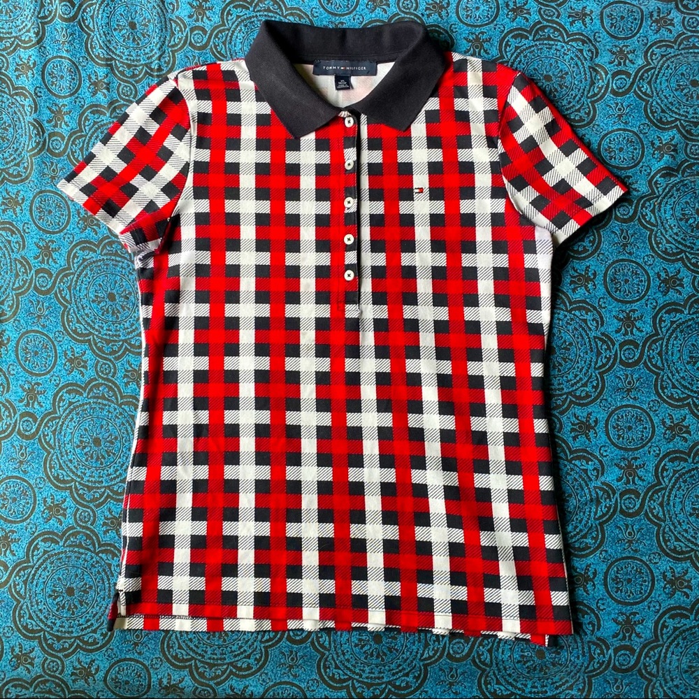 Women’s Plaid 5-button Polo